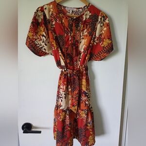 Harlow & Rose Floral Boho Style Dress With Tassel Ties Size Small NWT